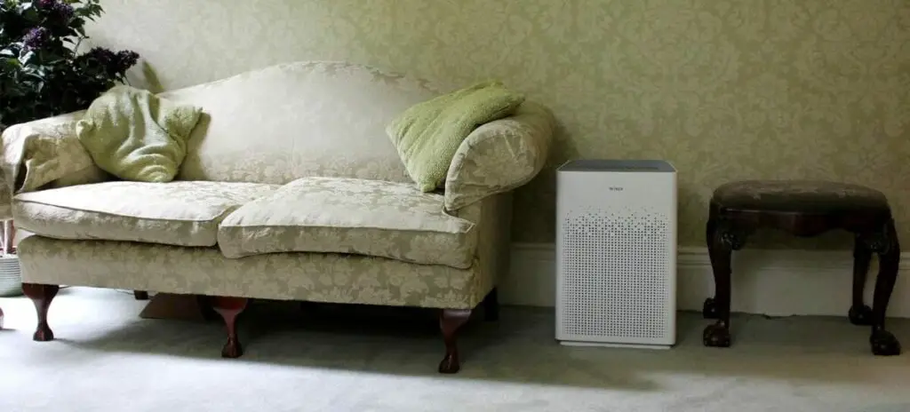 An air purifier in a room